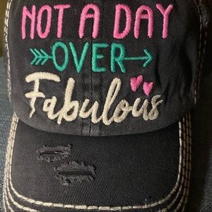 NEW Not a Day Over Fabulous Birthday Hat Vintage Look Washed Ballcap Hat